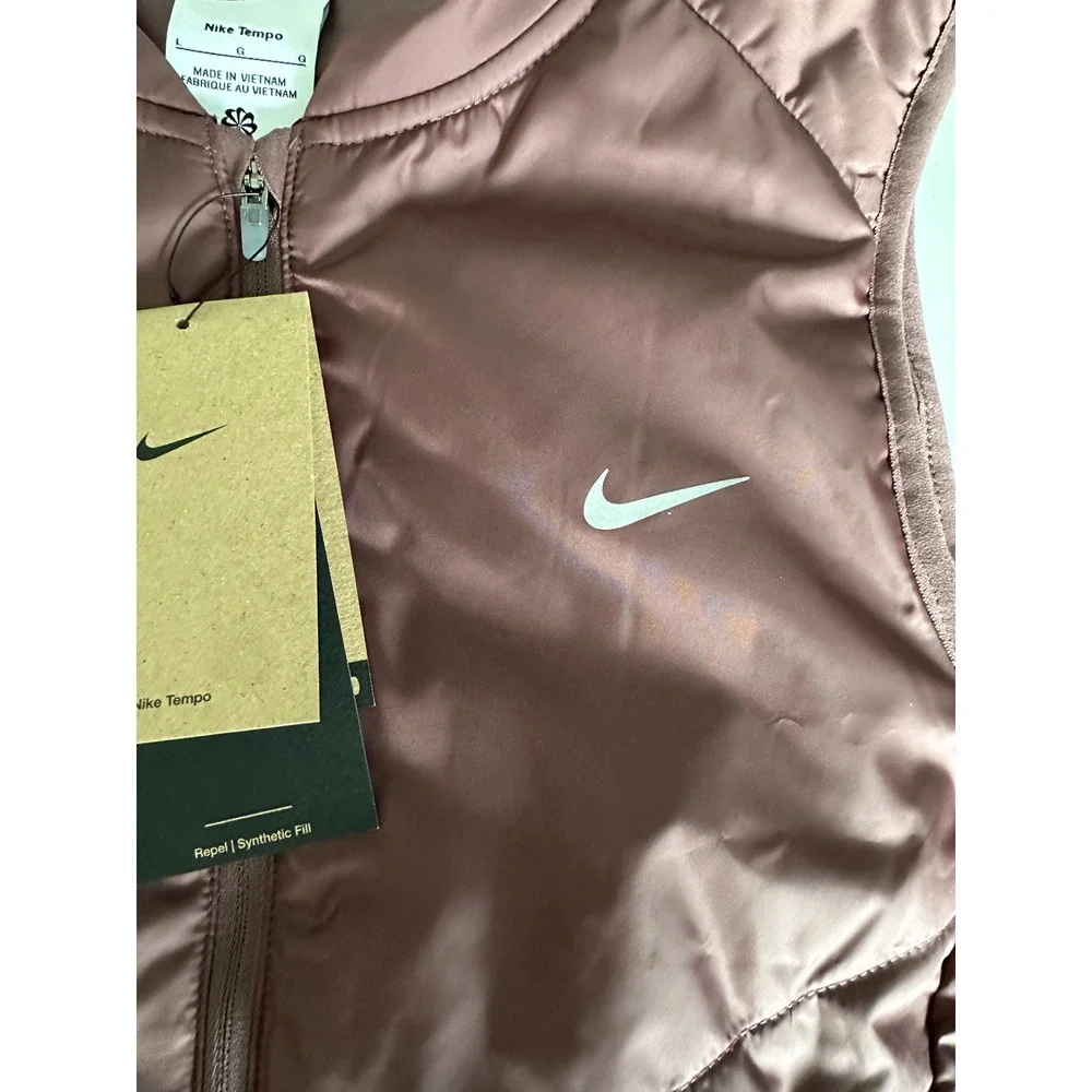Nike Tempo Repel Running Vest Womens Large Mauve Purple Synthetic Fill Puffer L